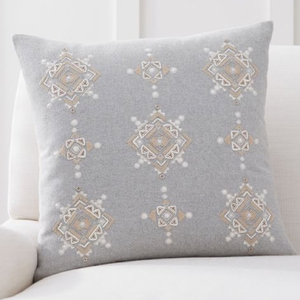 Set of 3 Haylie flannel embroidered pillow covers